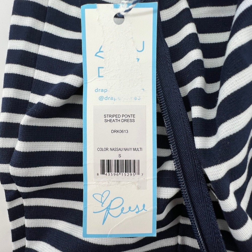 Draper James Women S Sleeveless Striped Pointe Sheath Dress‎ Navy White NWT - Picture 7 of 9